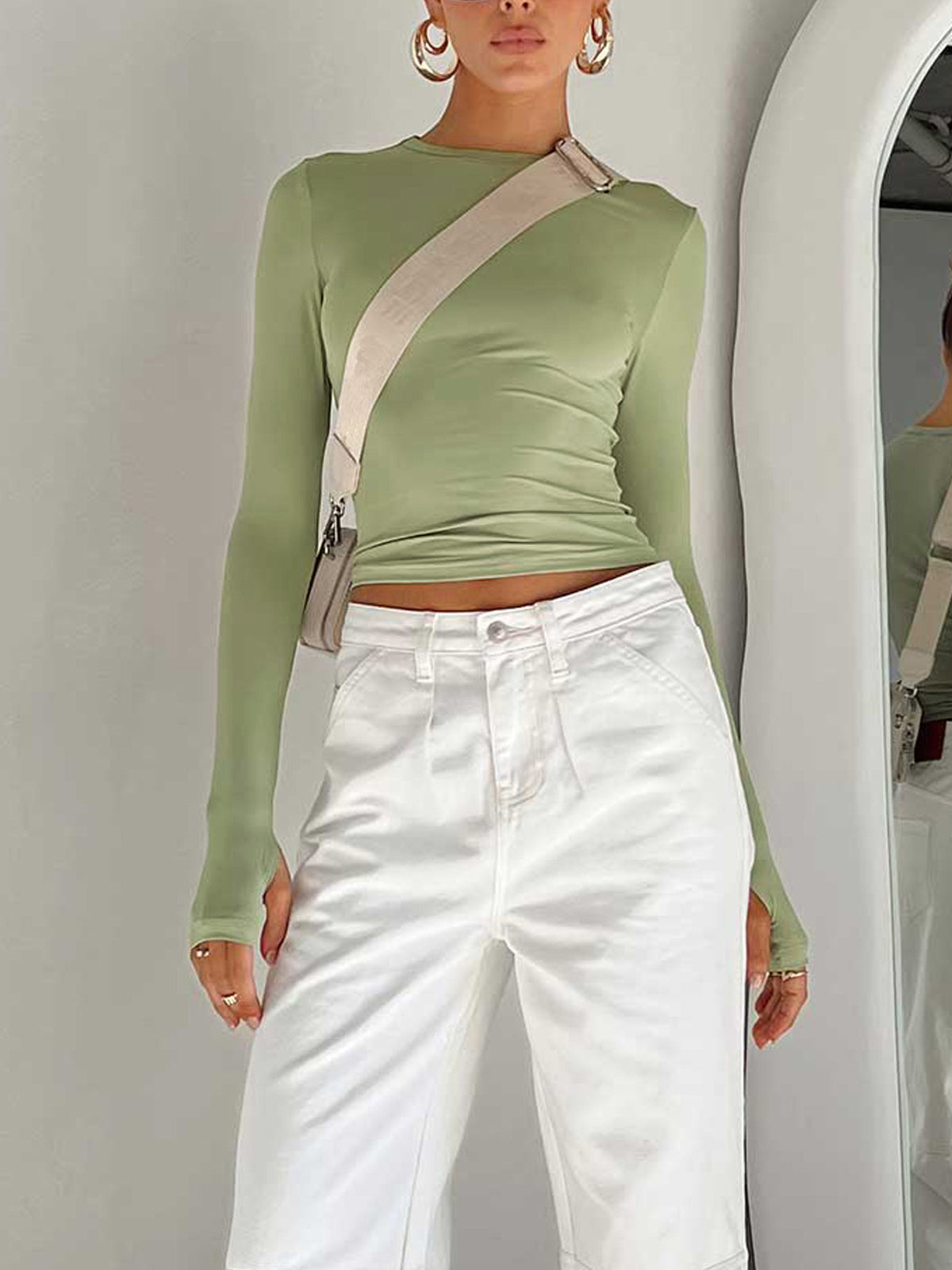Elys Langærmet Crop Top | Slim Fit Stretch Jersey 1