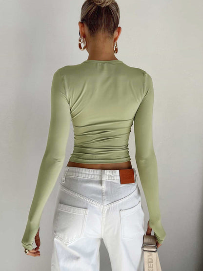 Elys Langærmet Crop Top | Slim Fit Stretch Jersey 2