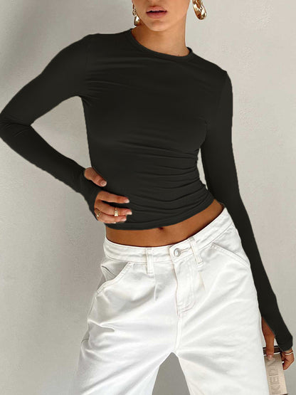 Elys Langærmet Crop Top | Slim Fit Stretch Jersey 6