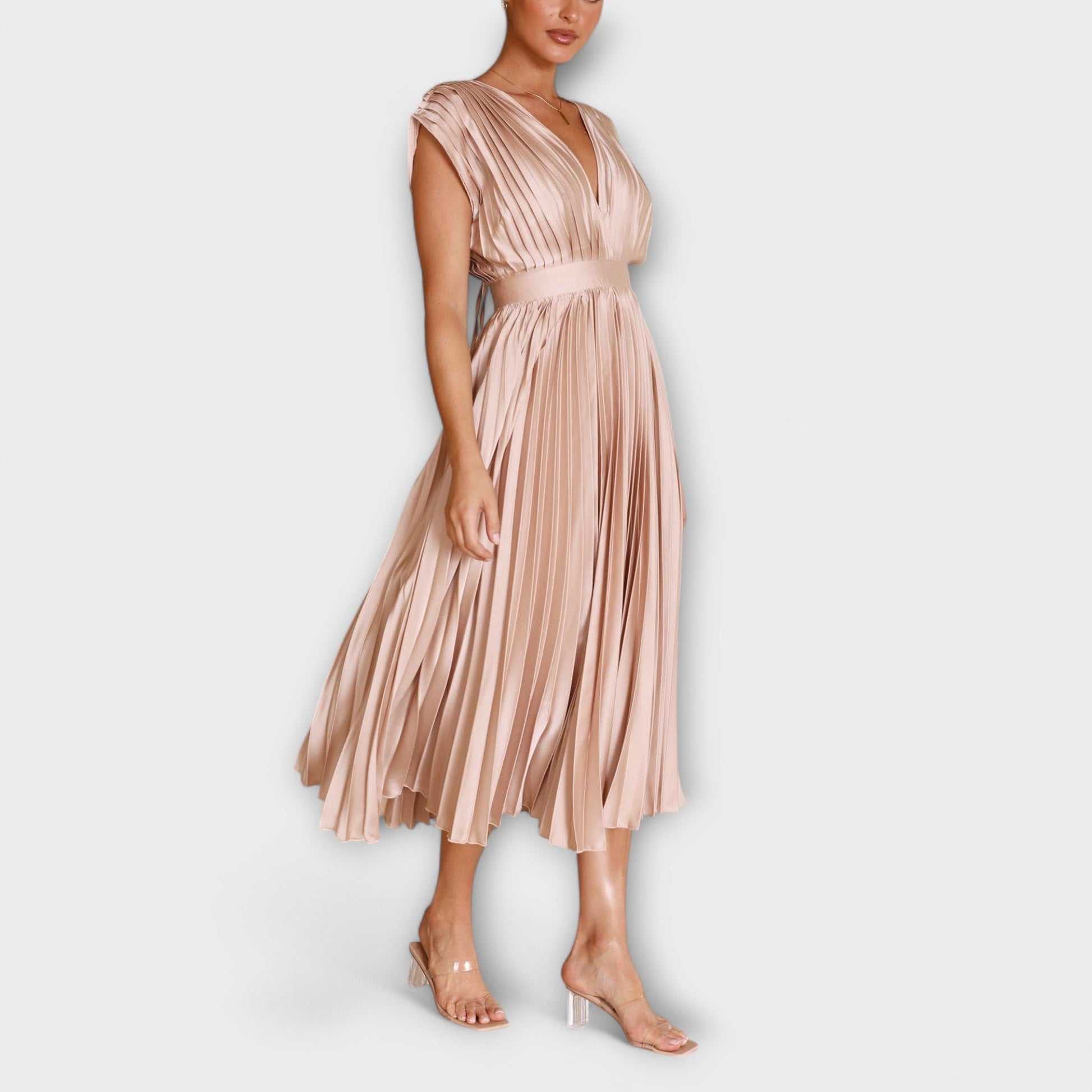 Elysia Midi Kjole | Plisseret, Letvægts, Rose Red 7