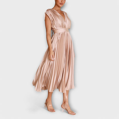 Elysia Midi Kjole | Plisseret, Letvægts, Rose Red 7