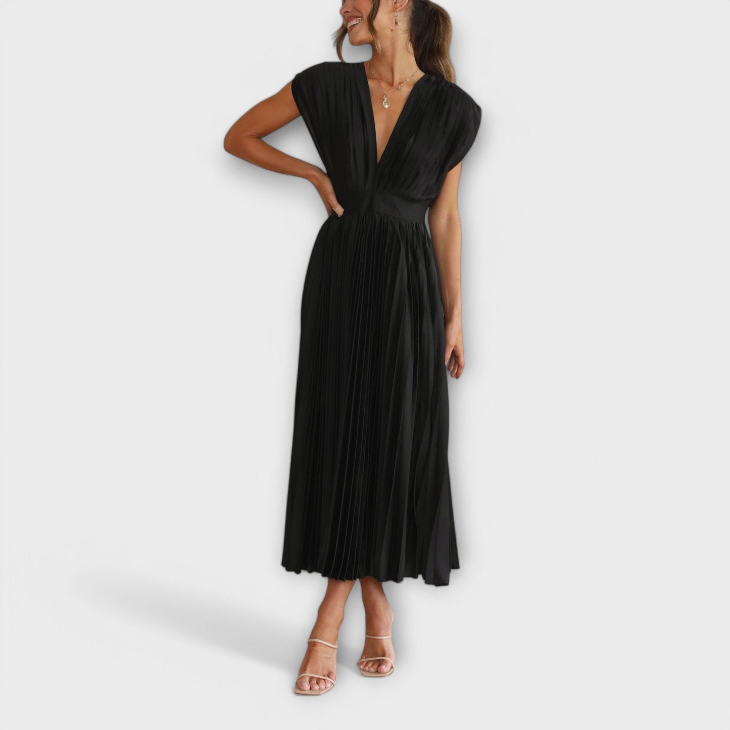 Elysia Midi Kjole | Plisseret, Letvægts, Rose Red 8