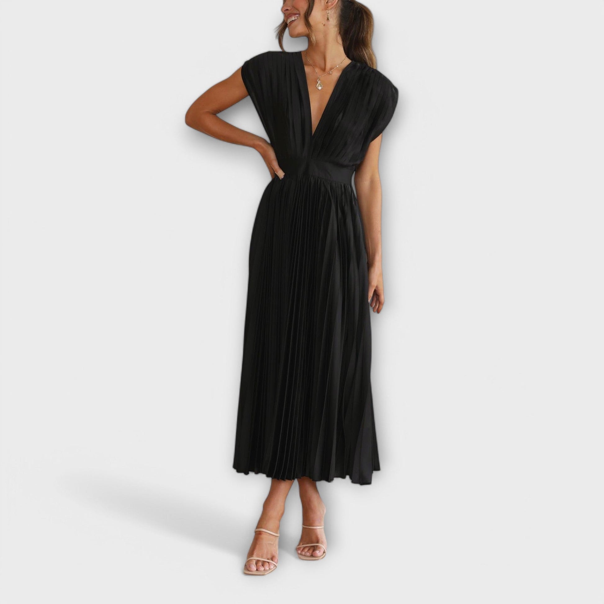 Elysia Midi Kjole | Plisseret, Letvægts, Rose Red 8