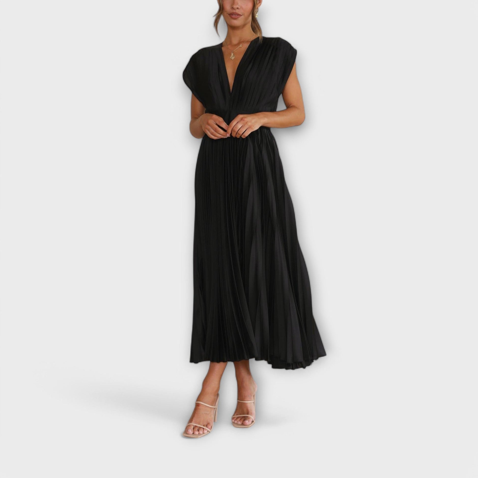 Elysia Midi Kjole | Plisseret, Letvægts, Rose Red 9