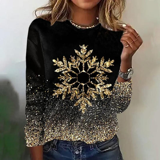 Eugèva Sweater | Guld Snefnug, Sort Strik 0
