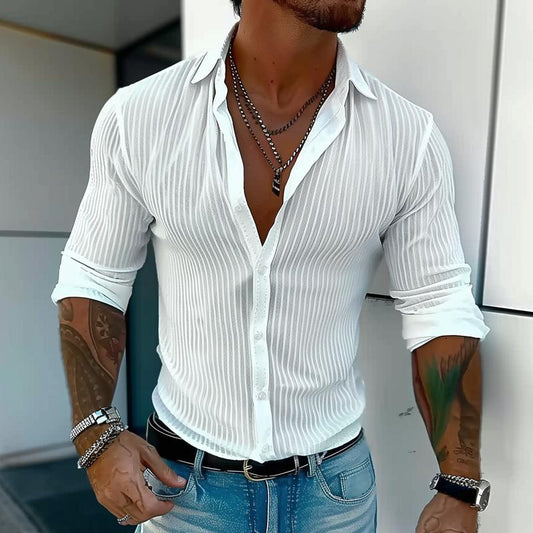Fabian Slim Fit Skjorte | Ribstrikket, Let og Åndbar Sommerstil 0