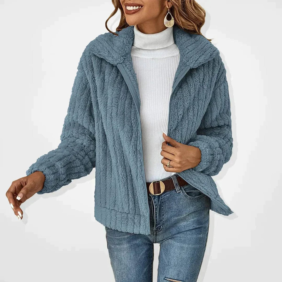 Fina Cardigan Dame | Blød Fleece med Lynlås, Størrelse S-5XL 1