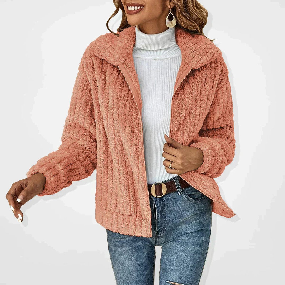 Fina Cardigan Dame | Blød Fleece med Lynlås, Størrelse S-5XL 4