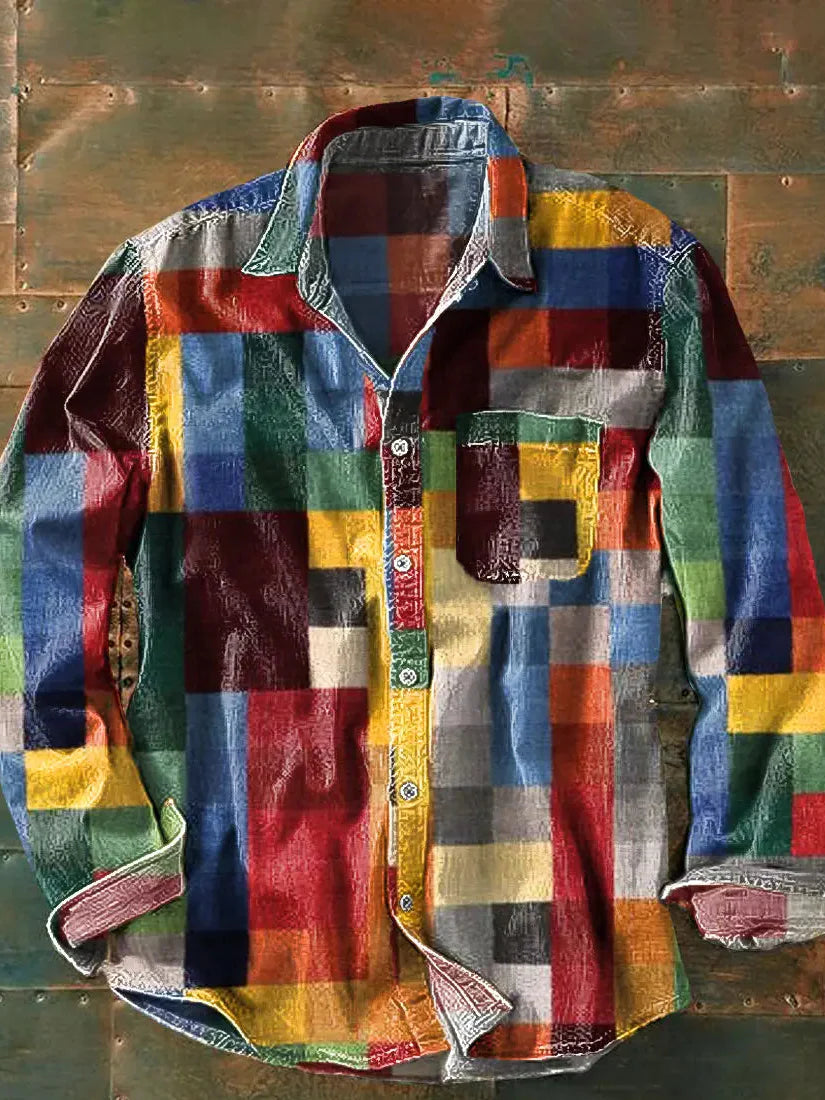 Franz Herre Skjorte | Langærmet, Løs Pasform, Patchwork Design 0