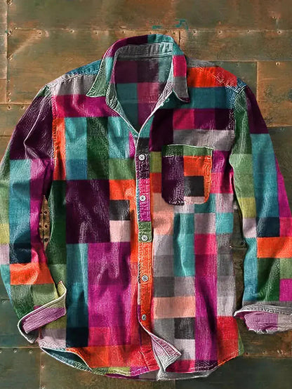 Franz Herre Skjorte | Langærmet, Løs Pasform, Patchwork Design 1