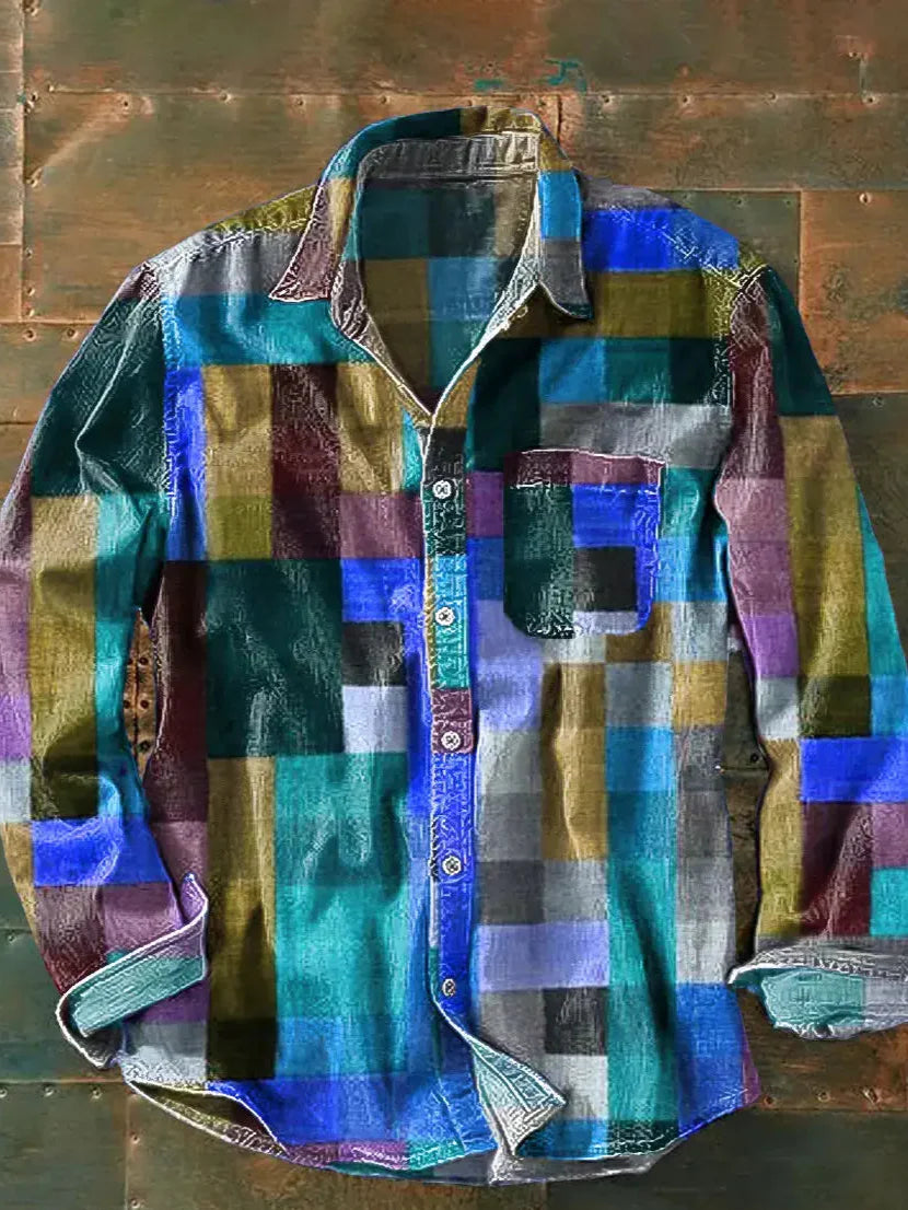 Franz Herre Skjorte | Langærmet, Løs Pasform, Patchwork Design 2