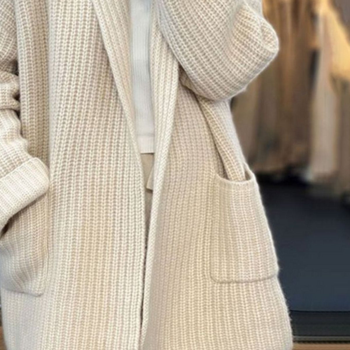 Freja Oversize Cardigan Dame | Strikket, Løst Snit, Lommer 2