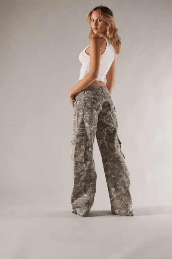 Frida Cargo Bukser Dame | Lav Talje, Wide Leg med Cargo Lommer 1