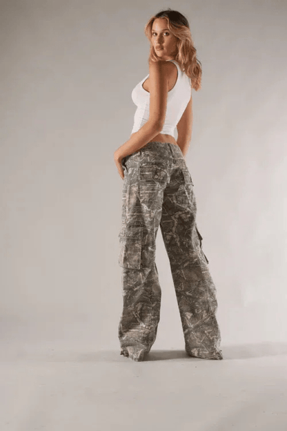 Frida Cargo Bukser Dame | Lav Talje, Wide Leg med Cargo Lommer 1