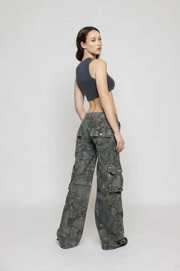 Frida Cargo Bukser Dame | Lav Talje, Wide Leg med Cargo Lommer 2