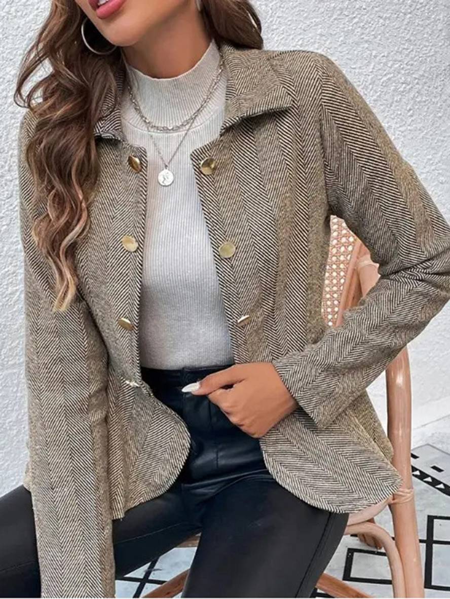 Gala Dame Blazer | Kort Chevron Peplum, Dobbeltradet Knaplukning 2