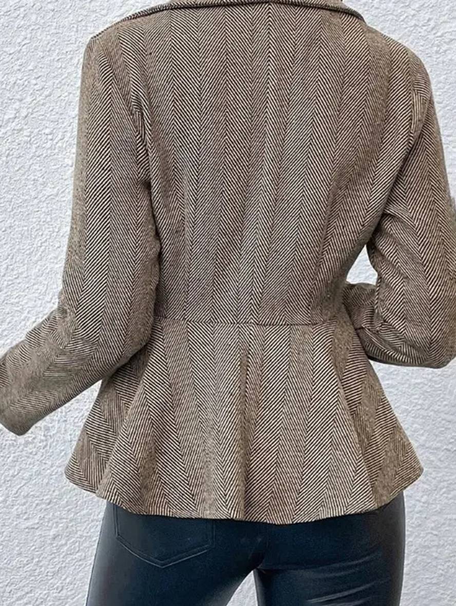 Gala Dame Blazer | Kort Chevron Peplum, Dobbeltradet Knaplukning 3