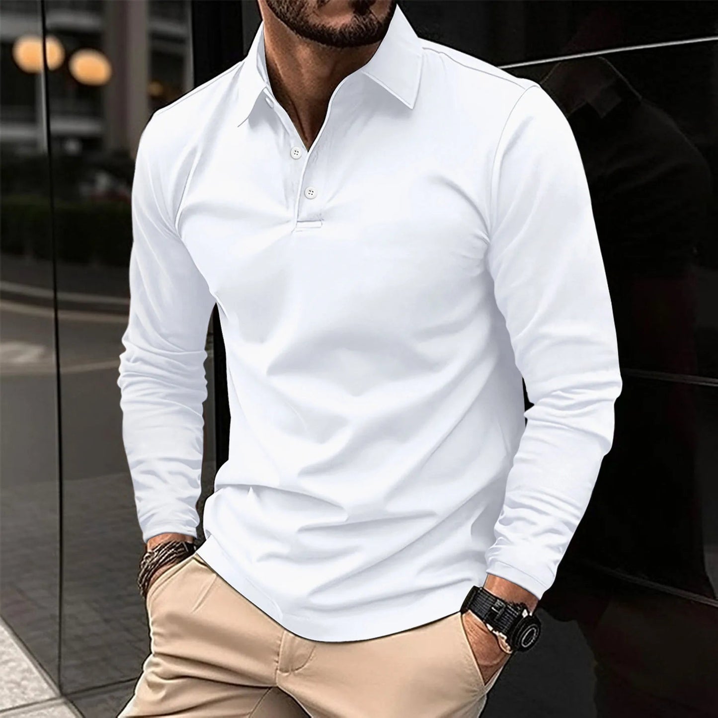 Galen Langærmet Poloshirt | Tidløst Design, Slank Pasform 0