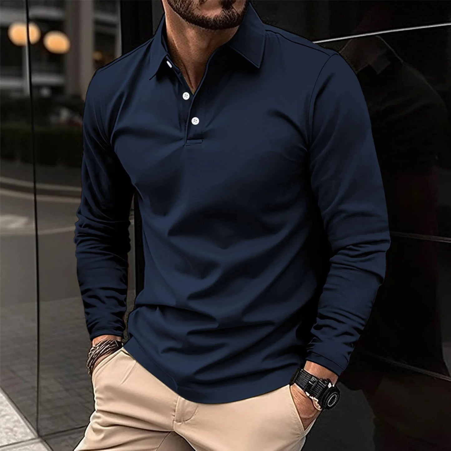 Galen Langærmet Poloshirt | Tidløst Design, Slank Pasform 1