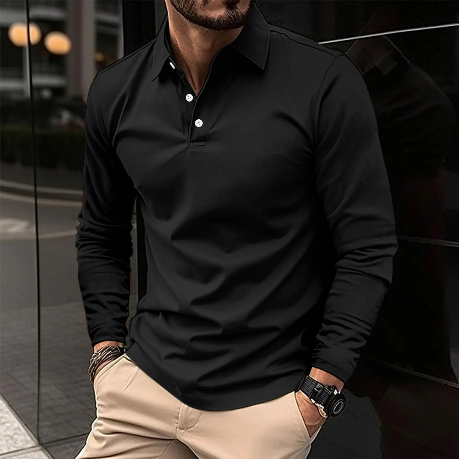 Galen Langærmet Poloshirt | Tidløst Design, Slank Pasform 3