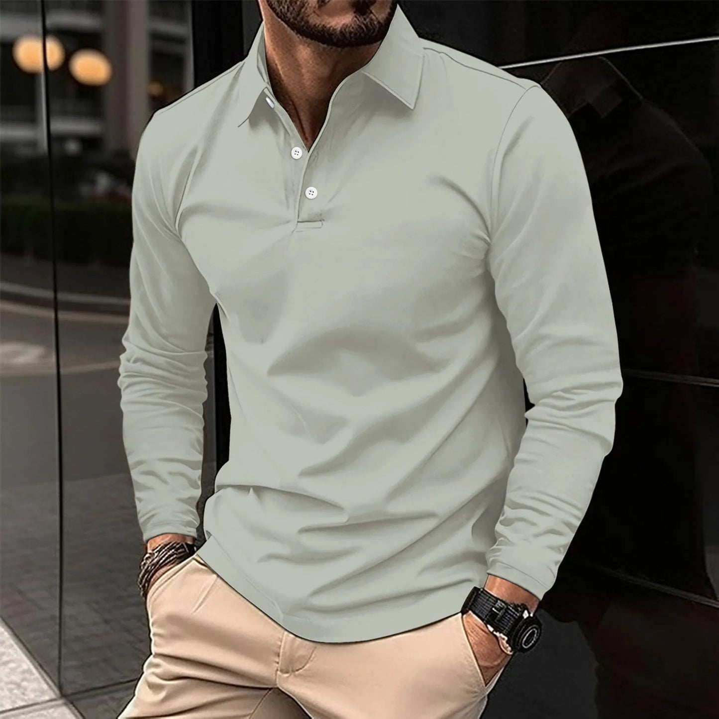 Galen Langærmet Poloshirt | Tidløst Design, Slank Pasform 4