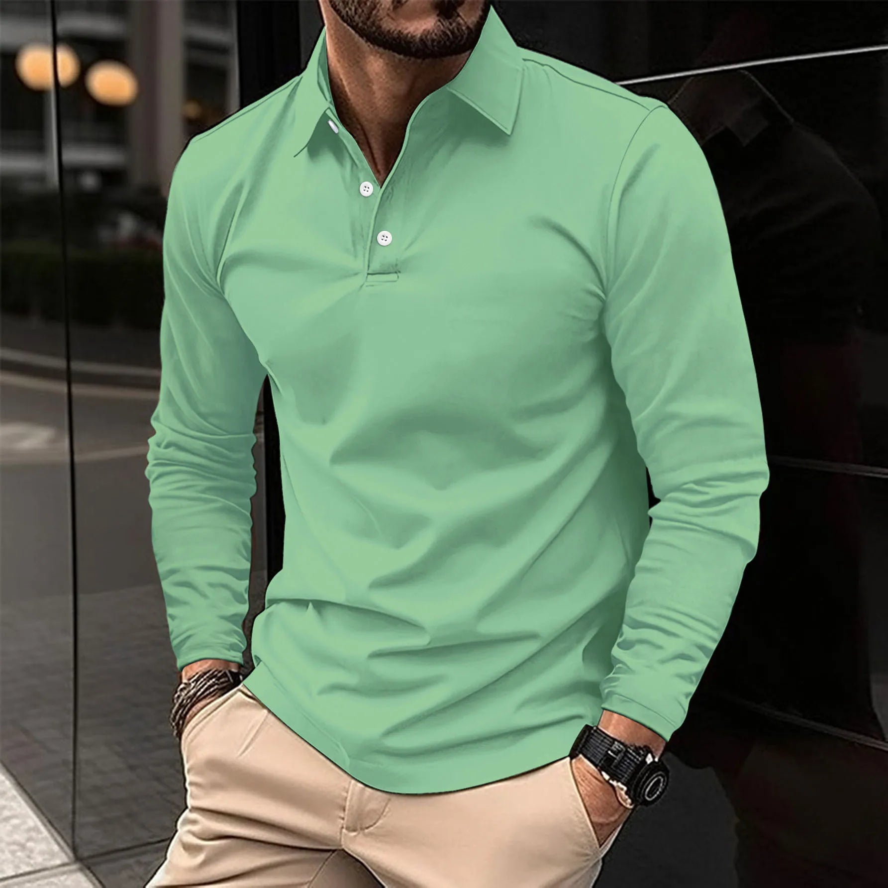 Galen Langærmet Poloshirt | Tidløst Design, Slank Pasform 7