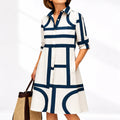 Gina Midi Dress | Geometric Pattern, Relaxed Fit