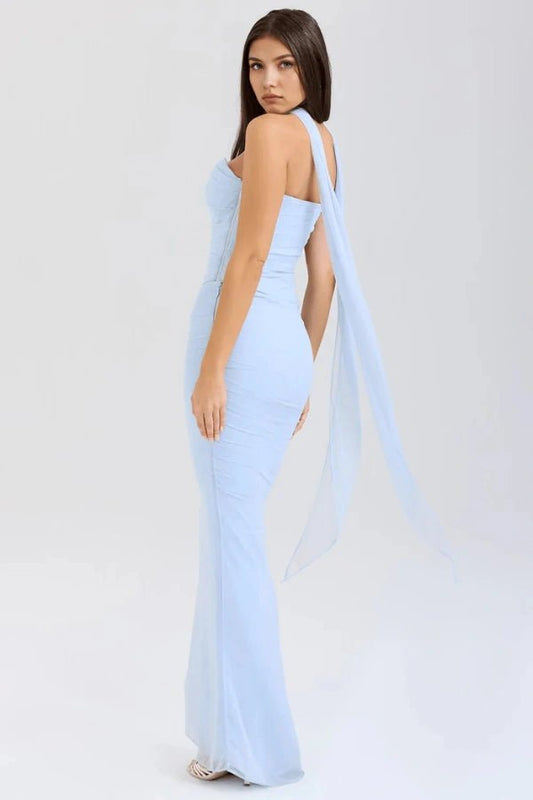 Halia Strapless Dress | Mesh Corset Design, Elegant Silhouette 0