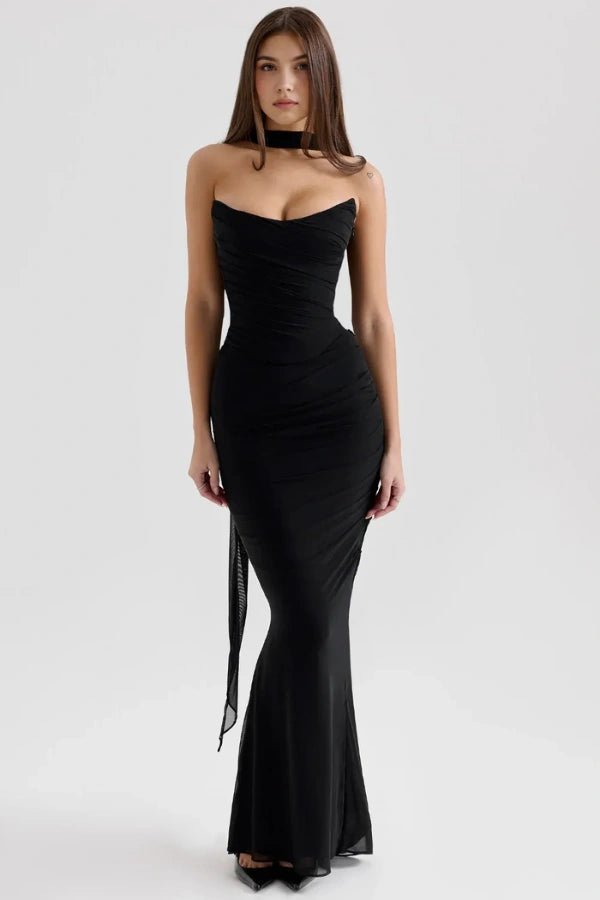 Halia Strapless Dress | Mesh Corset Design, Elegant Silhouette 1