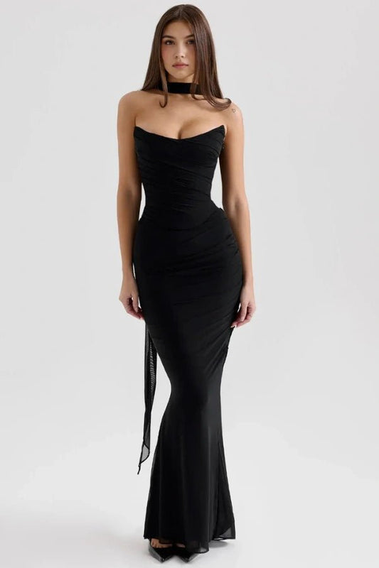 Halia Strapless Dress | Mesh Corset Design, Elegant Silhouette 1