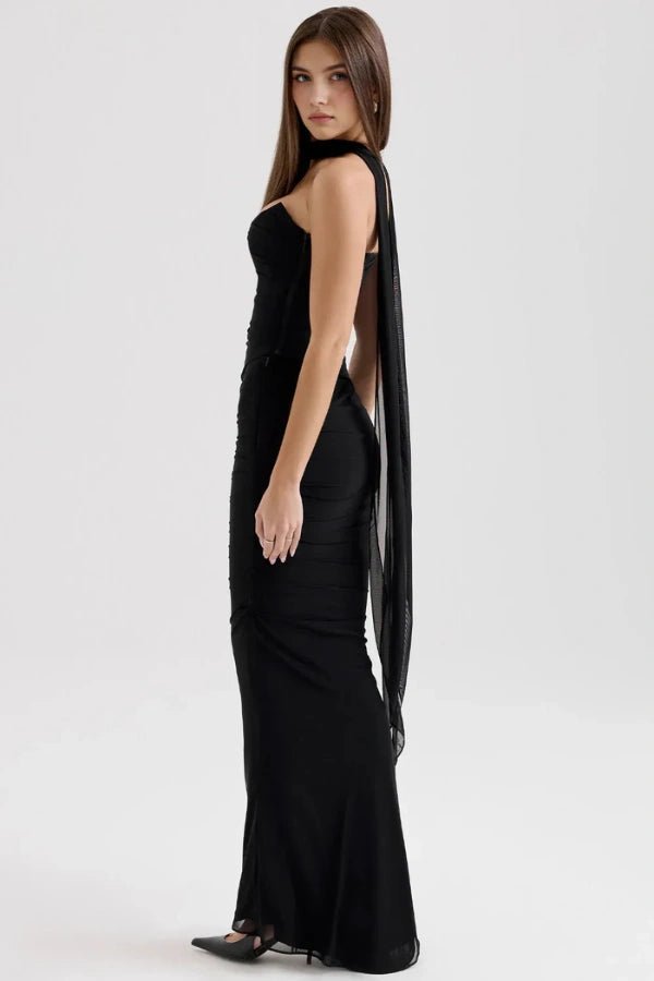 Halia Strapless Dress | Mesh Corset Design, Elegant Silhouette 3