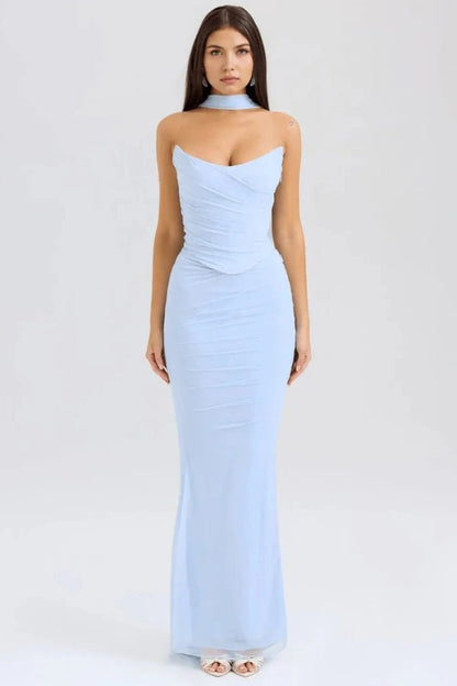 Halia Strapless Dress | Mesh Corset Design, Elegant Silhouette 4