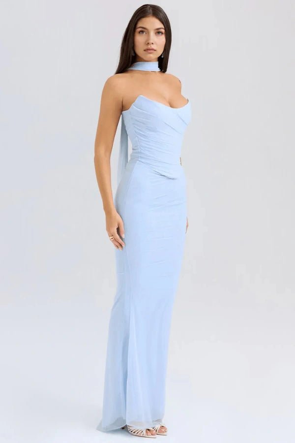 Halia Strapless Dress | Mesh Corset Design, Elegant Silhouette 5