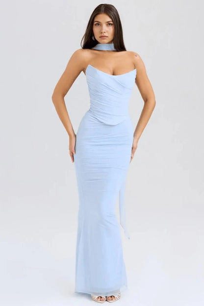 Halia Strapless Dress | Mesh Corset Design, Elegant Silhouette 6