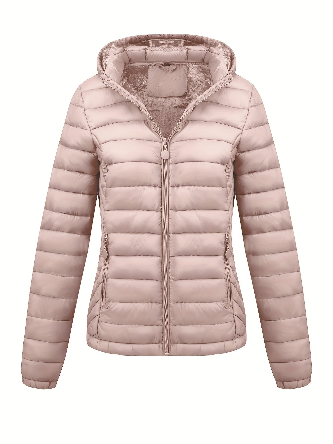 Helle Dunjakke Dame | Let Quiltet Med Hætte, Lynlåslommer 5