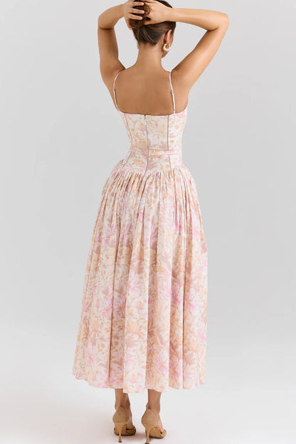 Imogen Maxi Kjole | Ærmeløs A-Linje, Blomsterprint, Lange Hvide Kjoler 8
