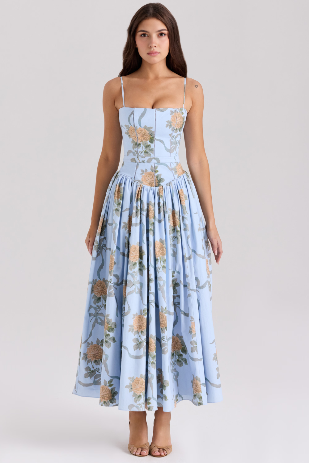 Imogen Maxikjole | Ærmeløs A-line med Blomsterprint 11