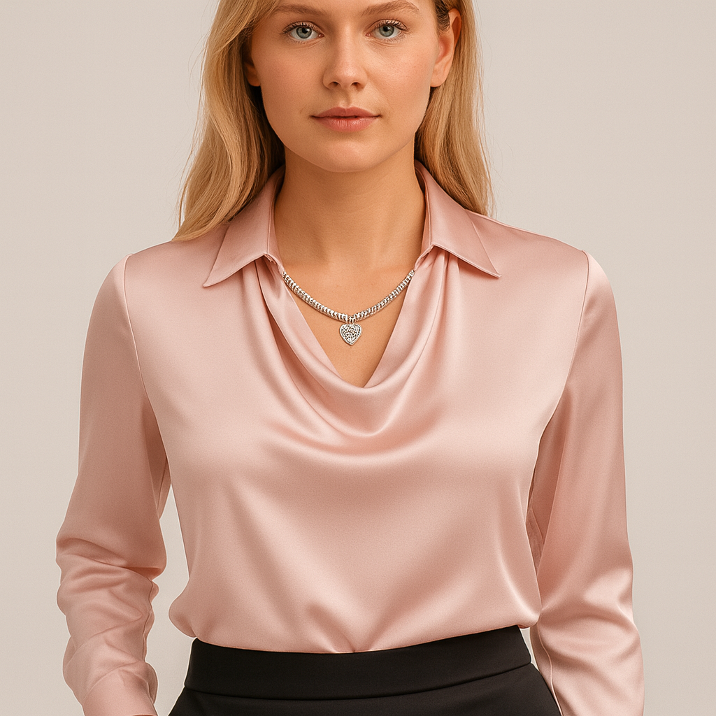 Isla Satin Bluse | Cowl Hals, Normal Pasform 10