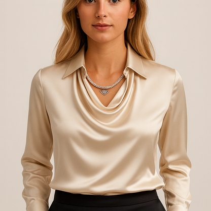 Isla Satin Bluse | Cowl Hals, Normal Pasform 12