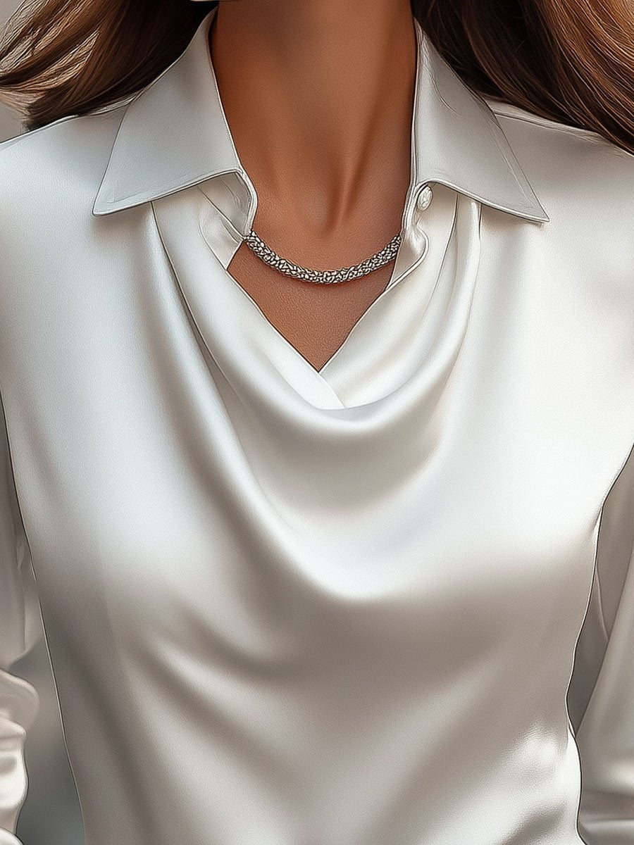 Isla Satin Bluse | Cowl Hals, Normal Pasform 2