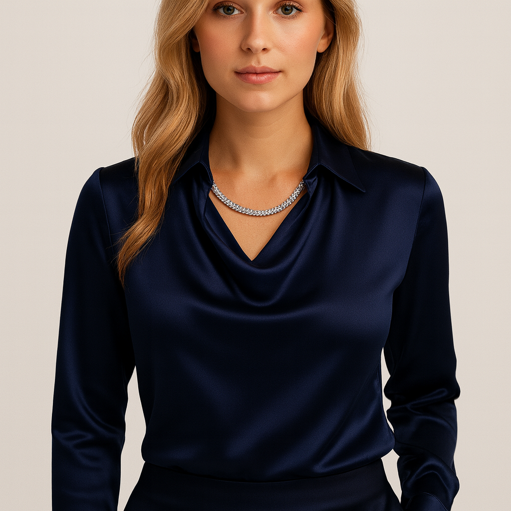 Isla Satin Bluse | Cowl Hals, Normal Pasform 6
