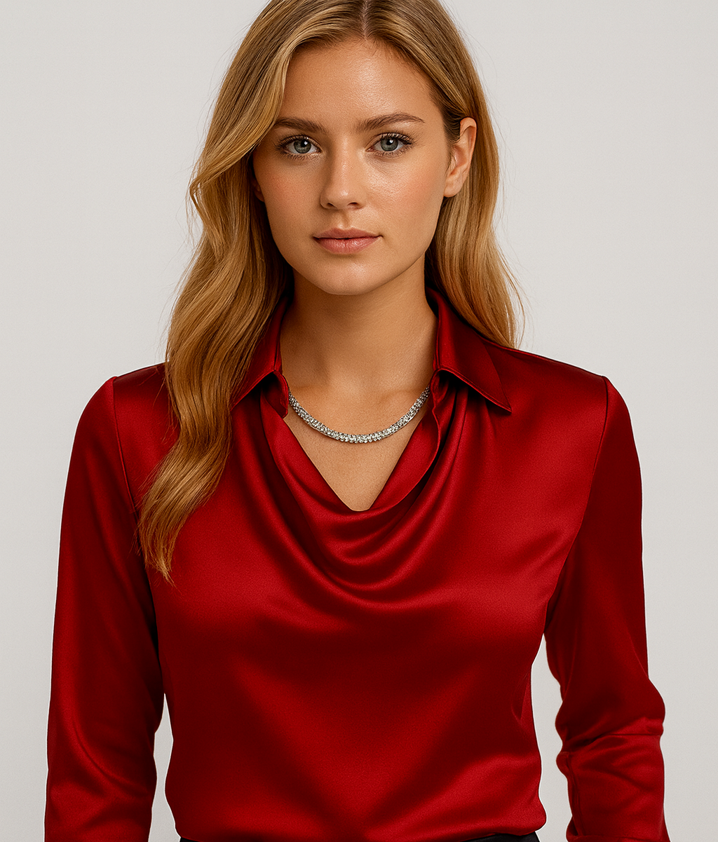 Isla Satin Bluse | Cowl Hals, Normal Pasform 8