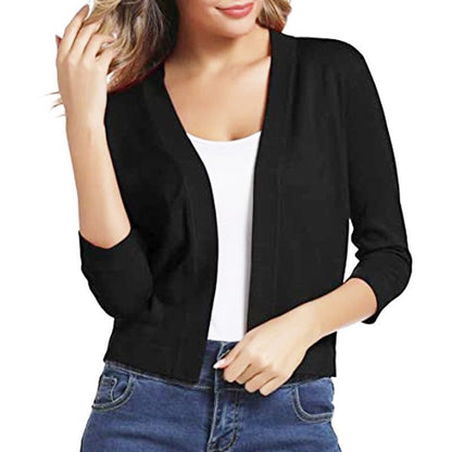 Jade Cardigan Dame | Åben Front, 3/4-Ærmer, Alsidig Styling 1