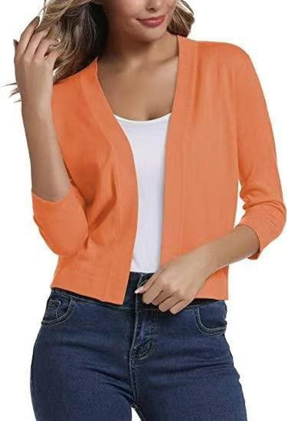 Jade Cardigan Dame | Åben Front, 3/4-Ærmer, Alsidig Styling 11