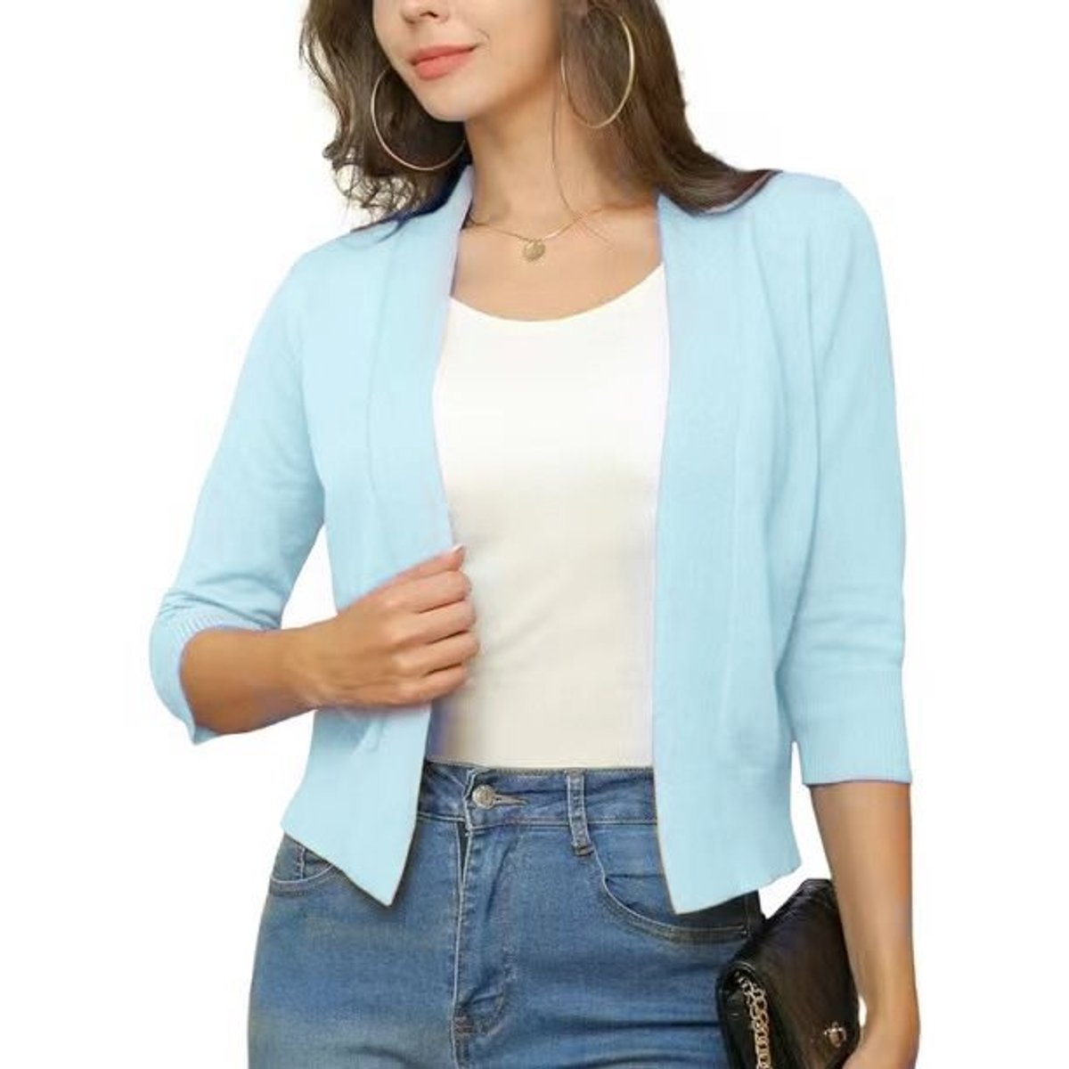 Jade Cardigan Dame | Åben Front, 3/4-Ærmer, Alsidig Styling 16