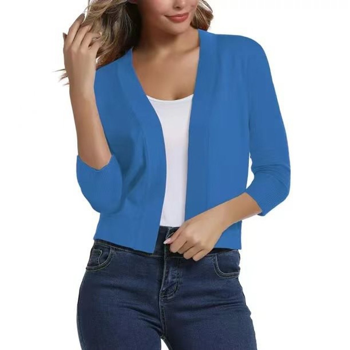 Jade Cardigan Dame | Åben Front, 3/4-Ærmer, Alsidig Styling 18