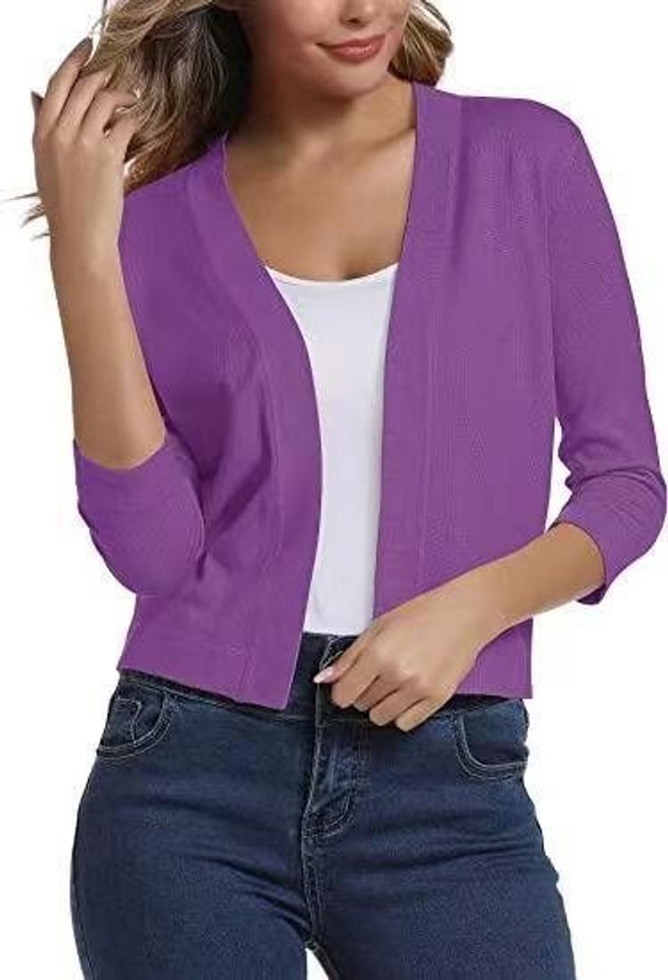 Jade Cardigan Dame | Åben Front, 3/4-Ærmer, Alsidig Styling 19