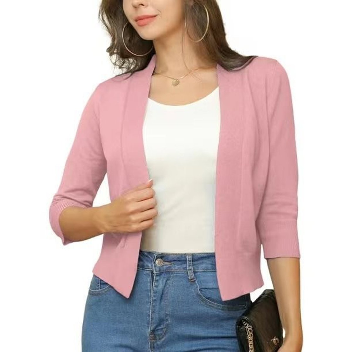 Jade Cardigan Dame | Åben Front, 3/4-Ærmer, Alsidig Styling 20