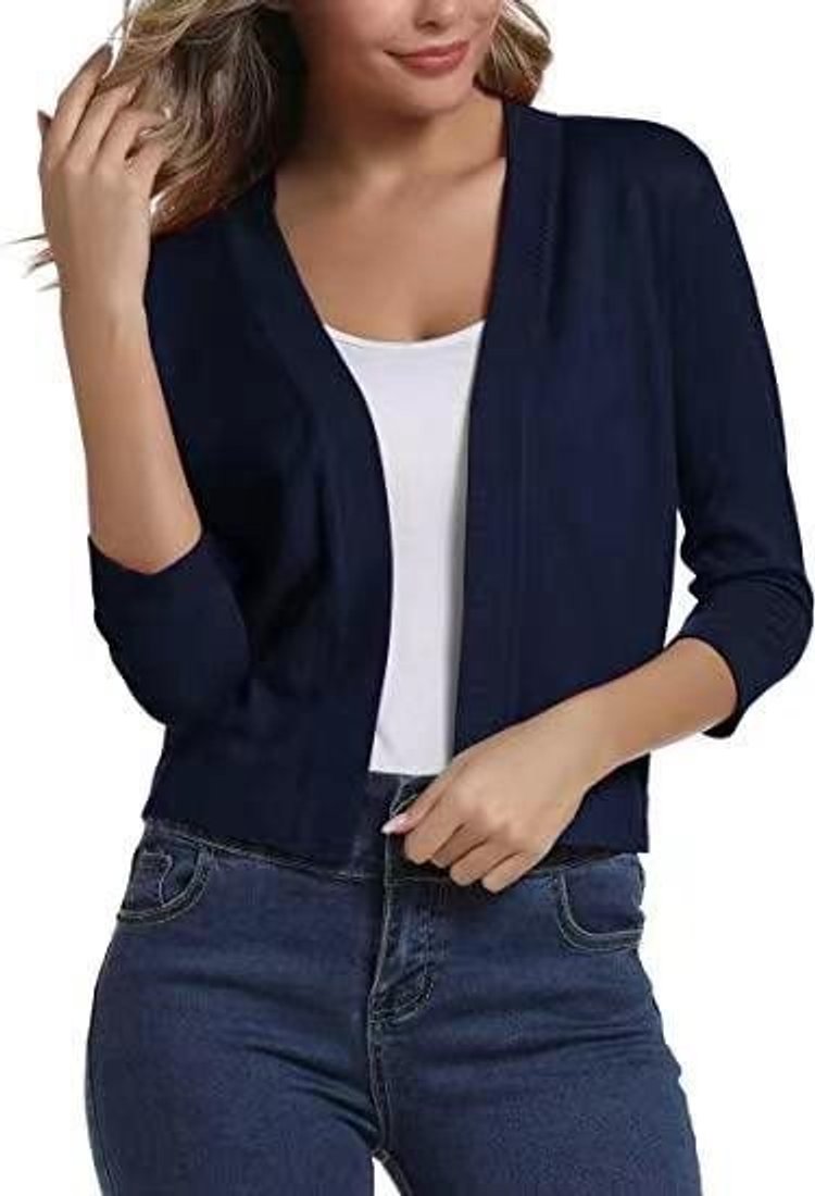 Jade Cardigan Dame | Åben Front, 3/4-Ærmer, Alsidig Styling 21