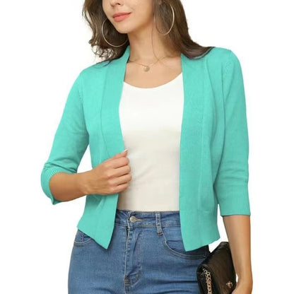 Jade Cardigan Dame | Åben Front, 3/4-Ærmer, Alsidig Styling 7